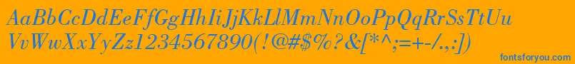 BodoniLtBookItalic Font – Blue Fonts on Orange Background