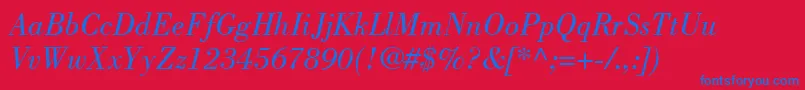 BodoniLtBookItalic Font – Blue Fonts on Red Background