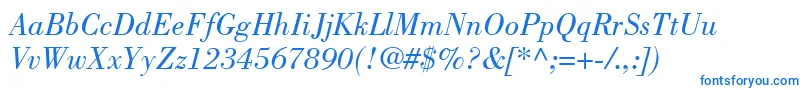 BodoniLtBookItalic Font – Blue Fonts on White Background