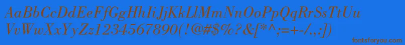 BodoniLtBookItalic Font – Brown Fonts on Blue Background