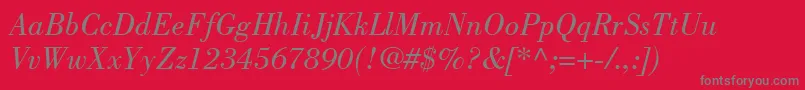 フォントBodoniLtBookItalic – 赤い背景に灰色の文字