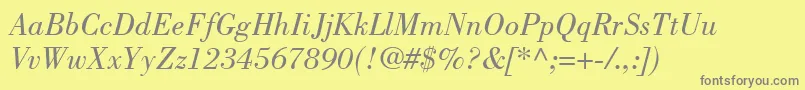 BodoniLtBookItalic Font – Gray Fonts on Yellow Background