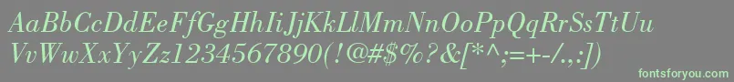 More about BodoniLtBookItalic Font BodoniLtBookItalic Font – Green Fonts on Gray Background