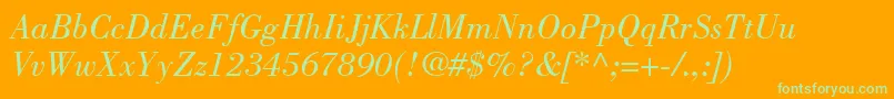 BodoniLtBookItalic Font – Green Fonts on Orange Background