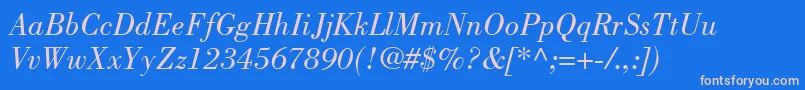 BodoniLtBookItalic Font – Pink Fonts on Blue Background