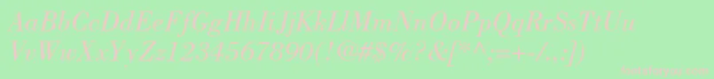 BodoniLtBookItalic Font – Pink Fonts on Green Background