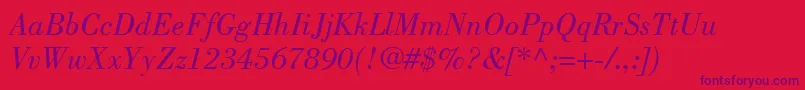 BodoniLtBookItalic Font – Purple Fonts on Red Background
