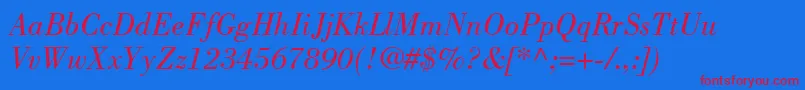 BodoniLtBookItalic Font – Red Fonts on Blue Background
