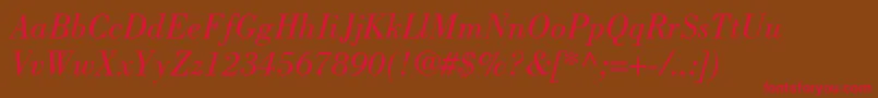 BodoniLtBookItalic Font – Red Fonts on Brown Background
