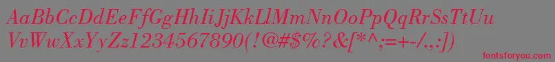 BodoniLtBookItalic Font – Red Fonts on Gray Background