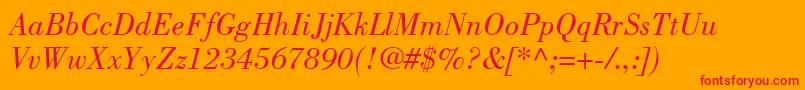 BodoniLtBookItalic Font – Red Fonts on Orange Background