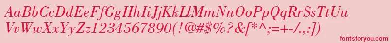 BodoniLtBookItalic Font – Red Fonts on Pink Background