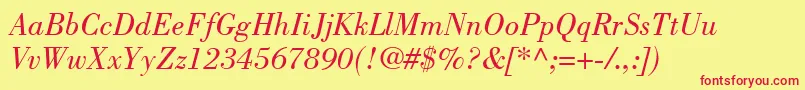 BodoniLtBookItalic Font – Red Fonts on Yellow Background