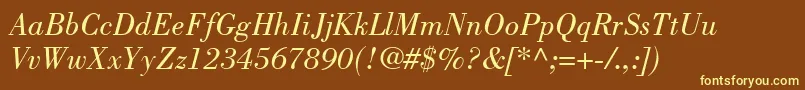 BodoniLtBookItalic Font – Yellow Fonts on Brown Background