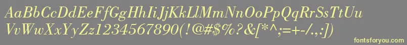 BodoniLtBookItalic Font – Yellow Fonts on Gray Background
