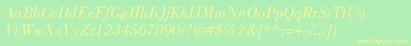 BodoniLtBookItalic Font – Yellow Fonts on Green Background