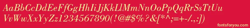 BodoniLtBookItalic Font – Yellow Fonts on Red Background