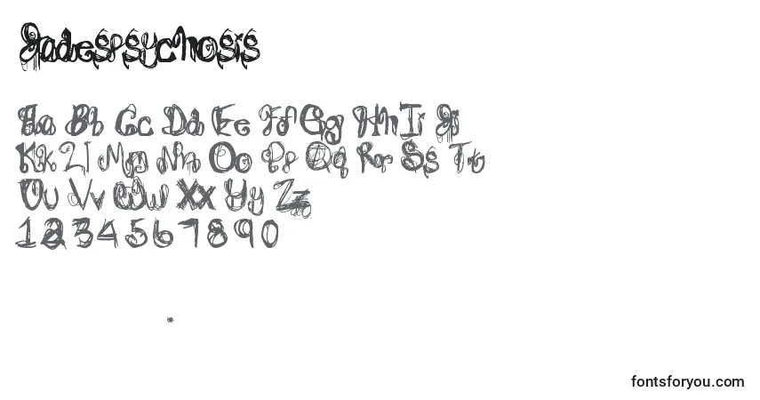 Schriftart Jadespsychosis – Alphabet, Zahlen, spezielle Symbole