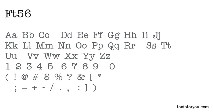 A fonte Ft56 – alfabeto, números, caracteres especiais