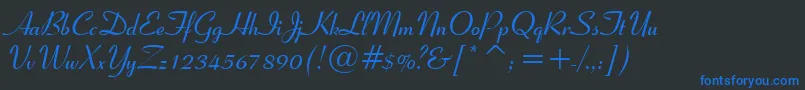 Ribbon131BoldBt-Schriftart – Blaue Schriften auf schwarzem Hintergrund