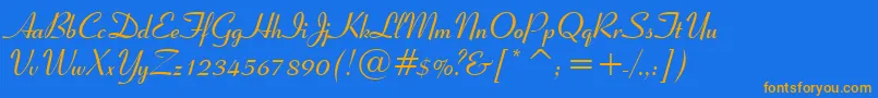 Ribbon131BoldBt-Schriftart – Orangefarbene Schriften auf blauem Hintergrund