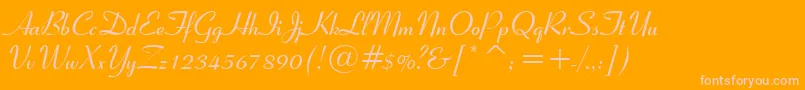 Ribbon131BoldBt-Schriftart – Rosa Schriften auf orangefarbenem Hintergrund