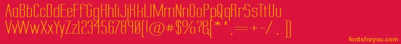 Labtsecw-Schriftart – Orangefarbene Schriften auf rotem Hintergrund
