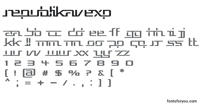 A fonte RepublikaVExp – alfabeto, números, caracteres especiais