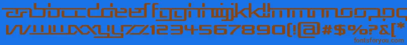 RepublikaVExp Font – Brown Fonts on Blue Background