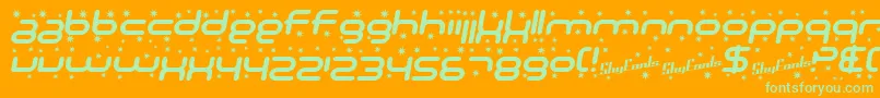 SfTechnodelightBoldItalic Font – Green Fonts on Orange Background