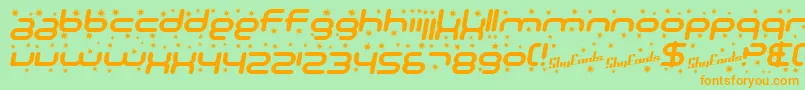 Шрифт SfTechnodelightBoldItalic – оранжевые шрифты на зелёном фоне