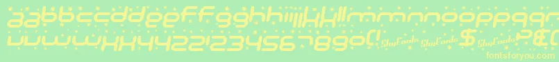 フォントSfTechnodelightBoldItalic – 黄色の文字が緑の背景にあります