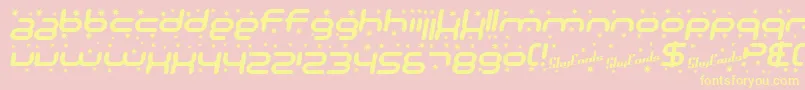 SfTechnodelightBoldItalic-Schriftart – Gelbe Schriften auf rosa Hintergrund