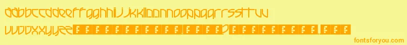 FrenchElectric-Schriftart – Orangefarbene Schriften auf gelbem Hintergrund