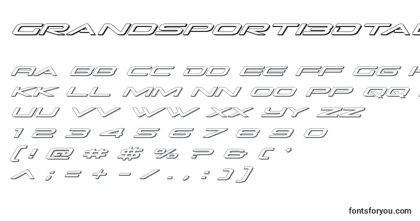 Czcionka Grandsporti3Dtal – alfabet, cyfry, specjalne znaki