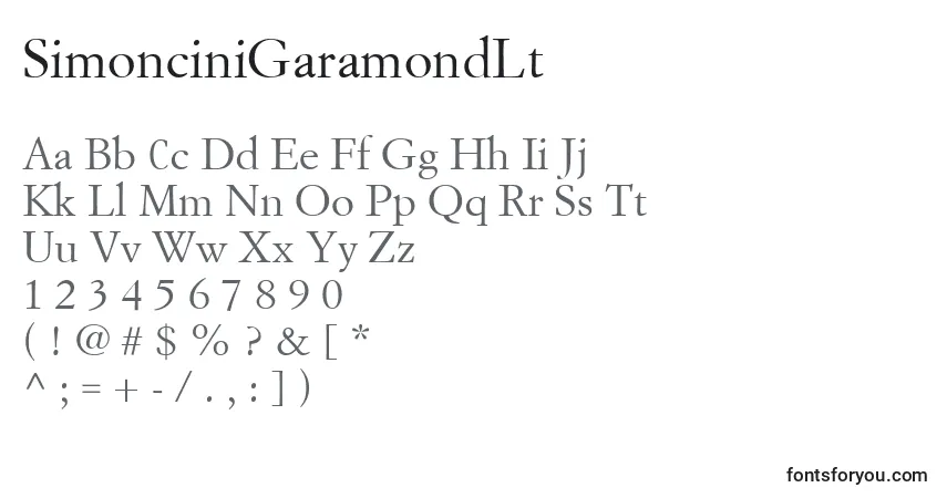 Шрифт SimonciniGaramondLt – алфавит, цифры, специальные символы