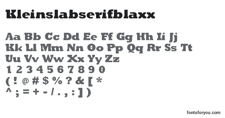 Czcionka Kleinslabserifblaxx – alfabet, cyfry, specjalne znaki