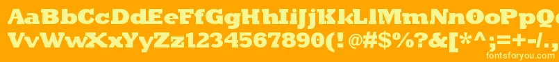 Kleinslabserifblaxx-Schriftart – Gelbe Schriften auf orangefarbenem Hintergrund