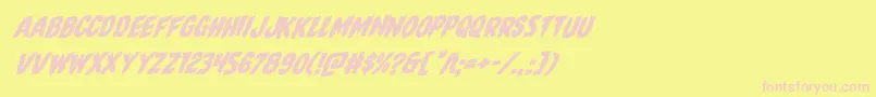 Direwolfrotalic-Schriftart – Rosa Schriften auf gelbem Hintergrund
