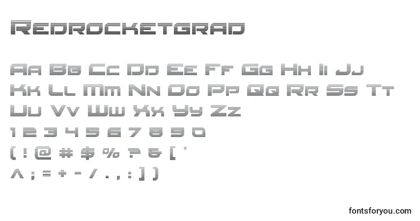 Czcionka Redrocketgrad – alfabet, cyfry, specjalne znaki