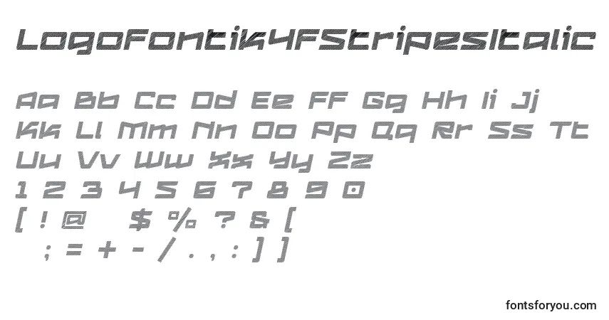Logofontik4fStripesItalicフォント–アルファベット、数字、特殊文字