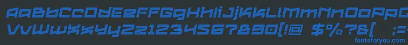 Logofontik4fStripesItalic Font – Blue Fonts on Black Background