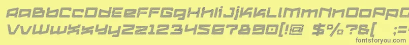 フォントLogofontik4fStripesItalic – 黄色の背景に灰色の文字