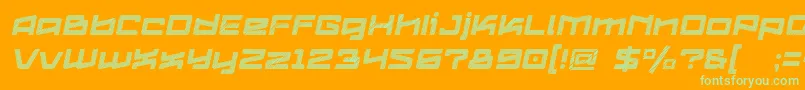 Шрифт Logofontik4fStripesItalic – зелёные шрифты на оранжевом фоне