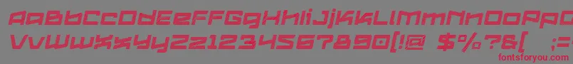 Logofontik4fStripesItalic Font – Red Fonts on Gray Background