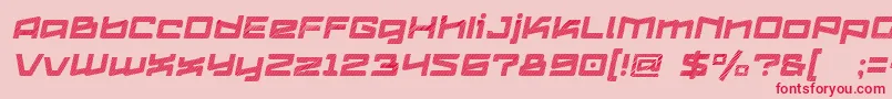 フォントLogofontik4fStripesItalic – ピンクの背景に赤い文字