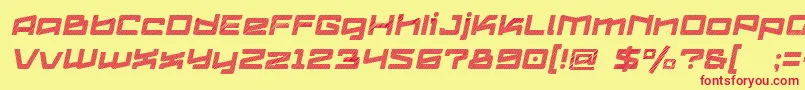 Logofontik4fStripesItalic Font – Red Fonts on Yellow Background