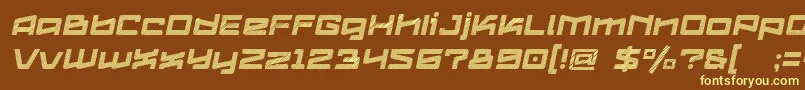 Fonte Logofontik4fStripesItalic – fontes amarelas em um fundo marrom