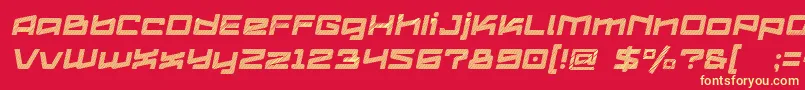 フォントLogofontik4fStripesItalic – 黄色の文字、赤い背景