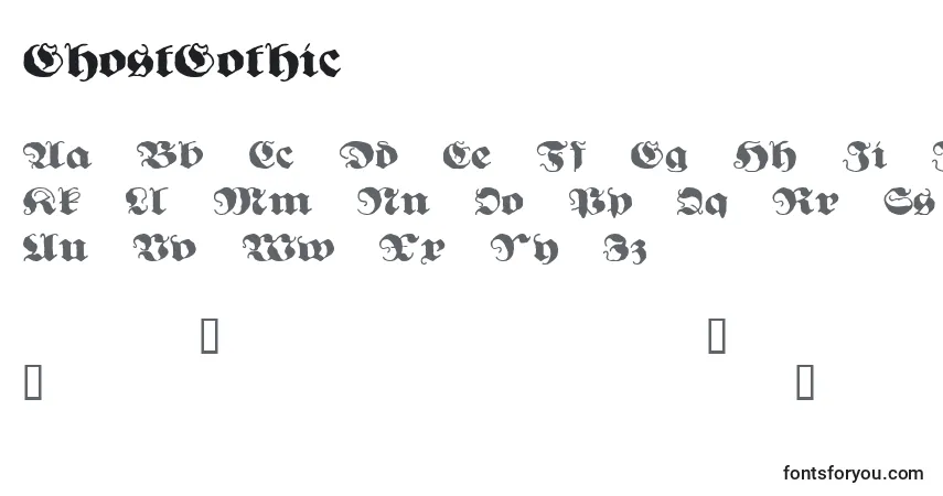 A fonte GhostGothic – alfabeto, números, caracteres especiais